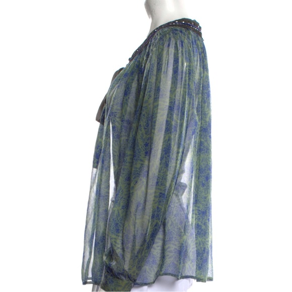 The Real Real: 3.1 Phillip Lim Sheer V neck blouse with embellishments Sz 4 - Picture 5 of 16